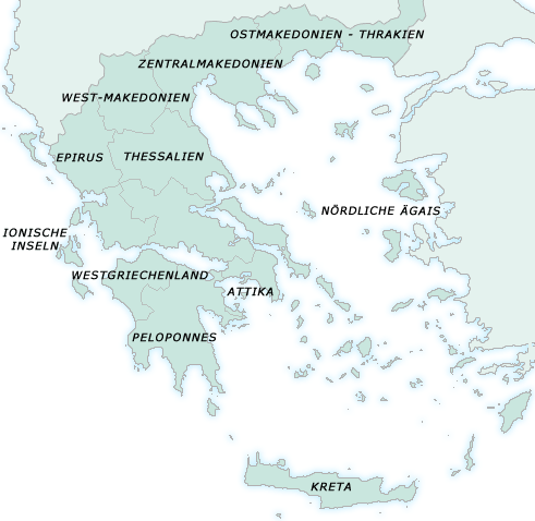Griechenland Karte - Regionen